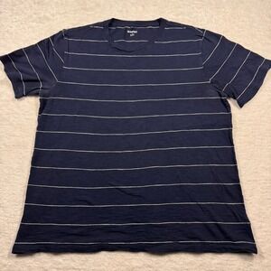 Old Navy Mens Large Navy Blue White Striped Soft-Washed Crew Neck T-Shirt L